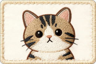 可爱条纹猫咪刺绣图案