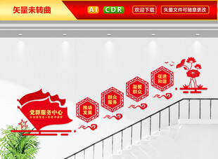 党群服务中心楼梯文化墙