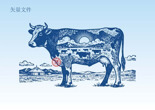 手绘牛插画