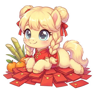 可爱小马持红包喜庆形象