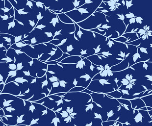 蓝底白花植物图案纹理