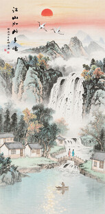 竖幅玄关山水画