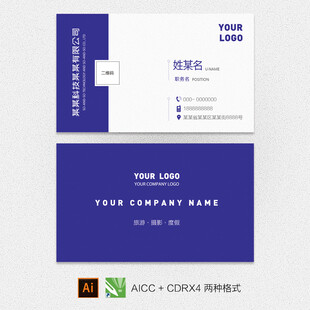 简约蓝白商务名片