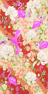 缤纷花卉中的多彩鸟儿