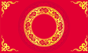 中式红底金色花纹装饰图