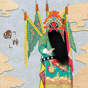 京剧武将扮红脸关公