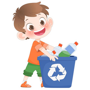 孩子做家务垃圾分类卡通插画