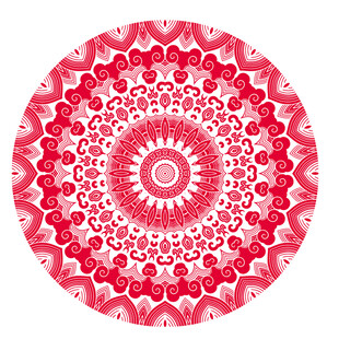 圆形红色古典花纹