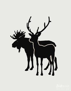 双鹿剪影图案设计