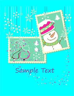 冬日雪景插画可爱雪人