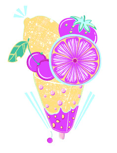 水果冰淇淋插画