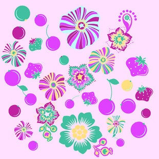 多彩花卉图案设计元素