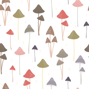 可爱多彩蘑菇图案背景