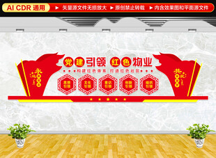 红色物业文化墙