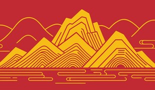 中式金红山水装饰图案