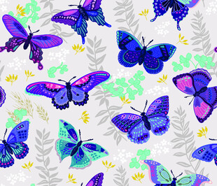 多彩蝴蝶花卉图案背景