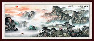 八方聚财山水画