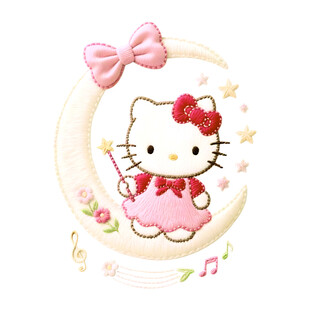 可爱凯蒂猫演奏主题插画