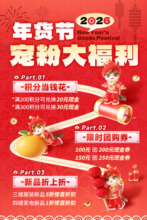 年货节 促销海报 马年宠粉