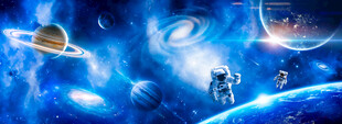 巨幅宇宙星云太空宇航员星球背景