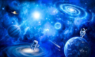 蓝色宇宙星球银河系太空黑洞背景