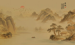 国画山水背景墙