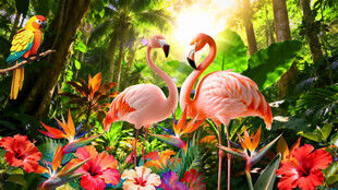 火烈鸟热带森林