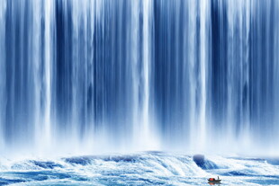 高山流水瀑布山水画