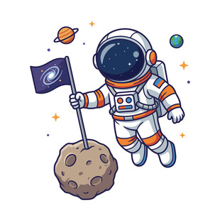 宇航员登月插旗