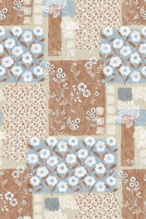 复古花卉拼接图案布料