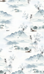 水墨山水云雾风景图