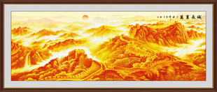 金色国画山水万里长城