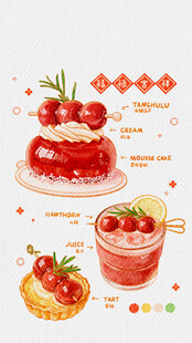 美味草莓甜点插画展示