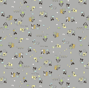 灰色底可爱动物图案布料