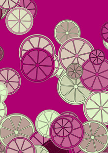 粉色背景柠檬切片图案