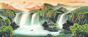 壮丽山水瀑布景观图