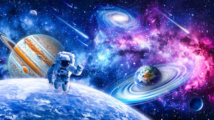梦幻宇宙星空太空宇航员星球背景