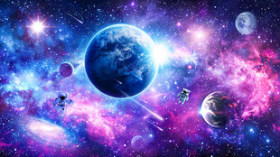 梦幻星空太空宇航员宇宙星球背景