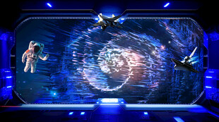 3D立体太空舱背景墙