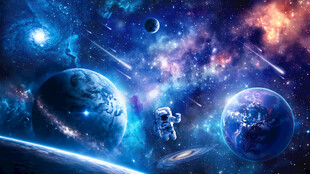 梦幻星球宇航员太空宇宙星空背景