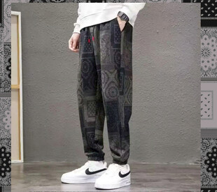 男士长裤  腰果拼接