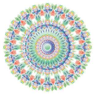 多彩圆形清新数码印花图案