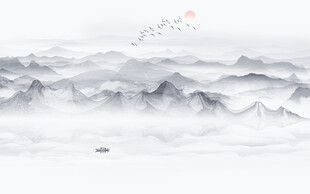 新中式水墨山水画