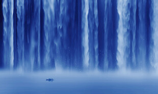 高山流水瀑布山水图