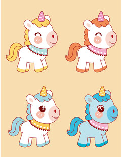 可爱独角兽卡通形象集合