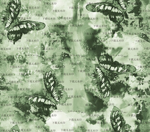 群蝶飞舞的梦幻绿色图景