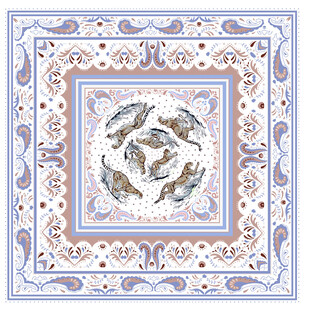 中式古典鱼纹图案丝巾