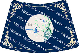 中式蓝底花鸟刺绣图案