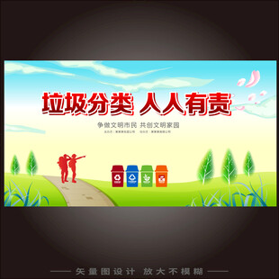 垃圾分类形象画展板