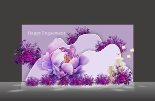 紫色婚礼舞台迎宾背景布置